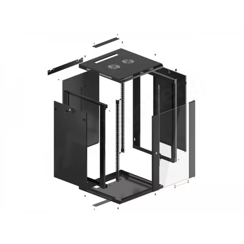 Szafa wisząca LANBERG WF01-6618-10B, 18U, 600×600×907 mm, czarna, 60 kg