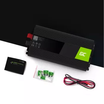 Przetwornica napięcia zielony Cell INV15 3000W DC 12V na AC 230V, port USB, aktywne chłodzenie, czarny