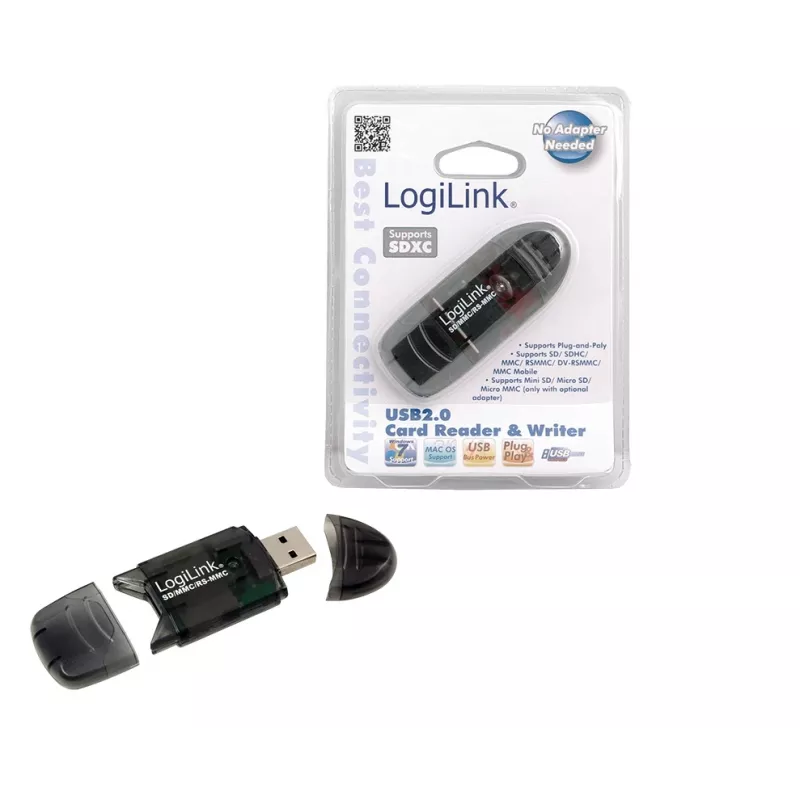 Czytnik kart LOGILINK CR0007 USB 2.0 dla SD/MMC, czarny, do 480 Mbit/s