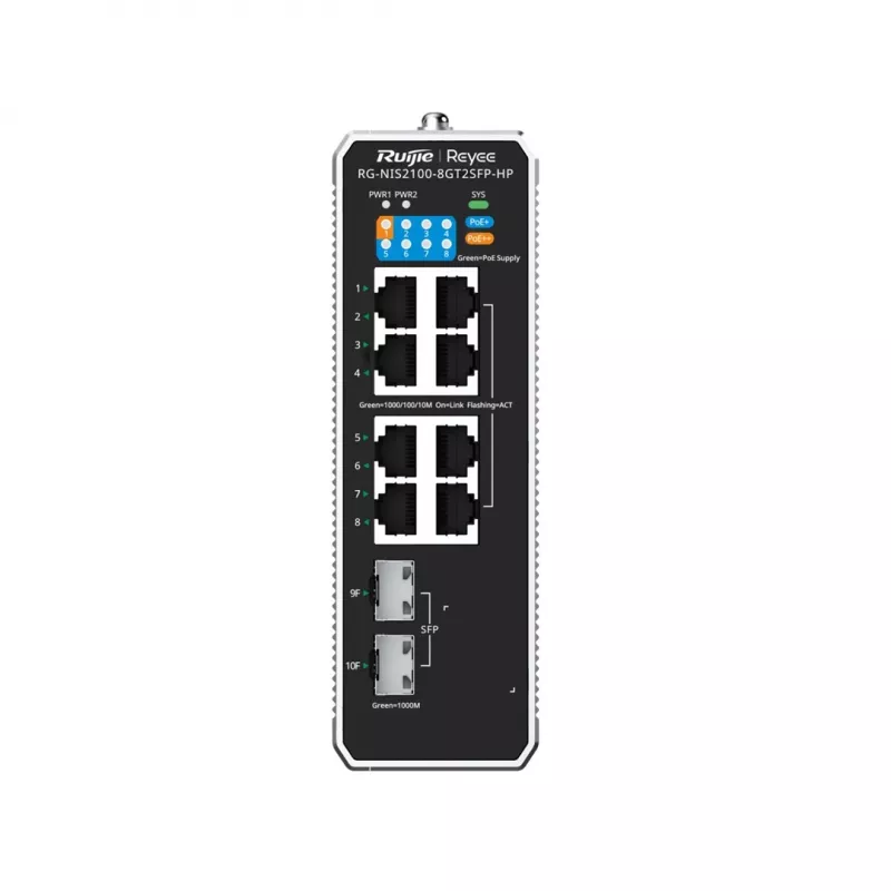 Ruijie Networks RG-NIS2100 Managed L2 Gigabit Ethernet (10/100/1000) Power over Ethernet (PoE) Czarny, stal nierdzewna