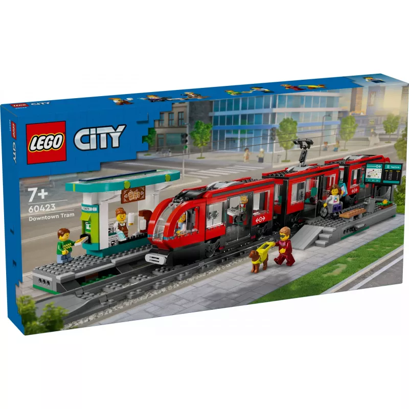 Zestaw budowlany LEGO City Tramwaj i stacja do odgrywania ról dla dzieci z zabawkowym tramwajem, prezent dla chłopców i dziewczynek od 7 lat, którzy kochają pojazdy