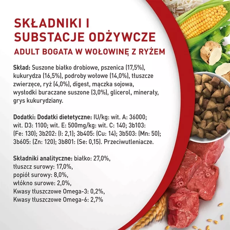 Sucha karma dla psów Purina Nestle Mini Adult Beef & Rice 800 g — sucha karma dla małych dorosłych psów, 27% białka, 17% tłuszczu