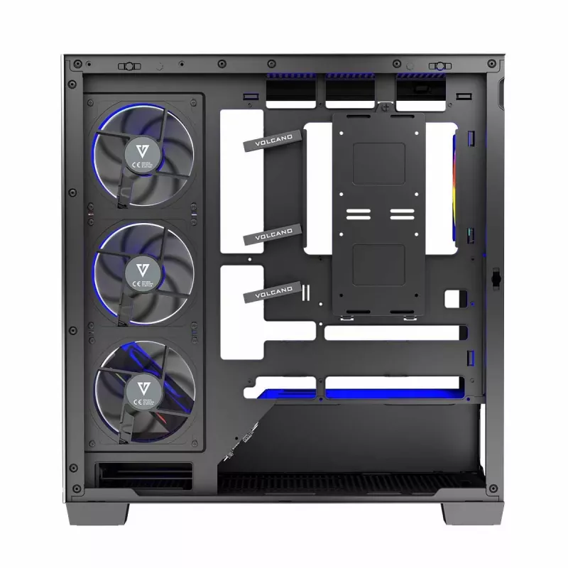 Obudowa PC MODECOM Volcano Stellar 5F ATX Midi Tower, szkło hartowane, 5 fabrycznie zamontowanych wentylatorów, USB‑C, obsługuje microATX/ATX, maks. GPU 420 mm, wysokość chłodzenia CPU 175 mm