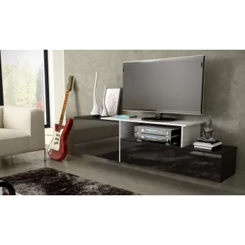 Cama szafka TV SIGMA 3 180 czarny/czarny połysk + biały