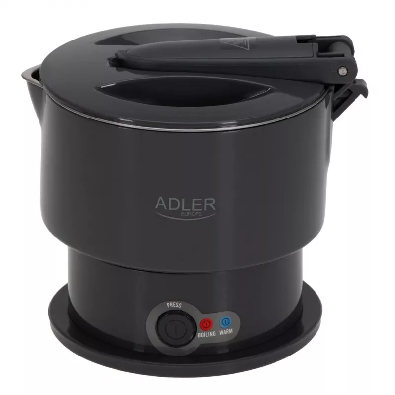 Czajnik elektryczny Adler AD 1377G, pojemność 0,6 L, 600 W, szary, tworzywo/silikon/stal nierdzewna