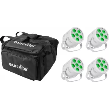 LED Par Light EUROLITE Silent Par 6 QCL Floor 4x z torbą Soft-Bag – podłogowa lampa par QCL LED, zestaw 4 szt.