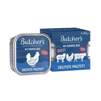 BUTCHER'S Oryginalny Mix Juicy pates - mokra karma dla psa - 4 x 150g