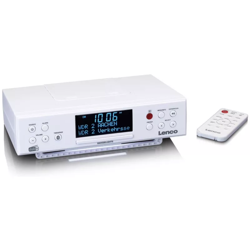 Radio kuchenne podszafkowe Lenco KCR-190WH z PLL FM, DAB+ i Bluetooth, białe