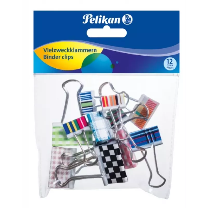 Klips do dokumentów Pelikan 700306, metalowy, różne kolory, 12 szt.