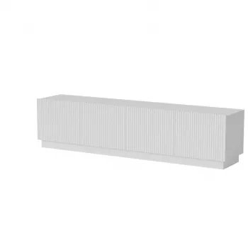 Szafka RTV cama meble LIVERTI 2000x420x480 mm, biała, blat z płyty wiórowej
