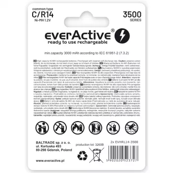 Akumulatory ładowalne everActive R14/C Ni-MH 3500 mAh gotowe do użycia