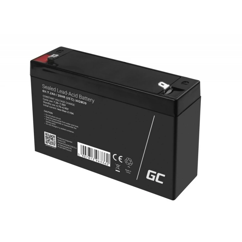 zielony Cell AGM39 przemysłowy akumulator 7200 mAh 6 V