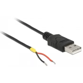 Kabel Delock USB2.0 Typ-A wtyk > 2 gołe końcówki przewodów - 1,5m - czarny (85664)