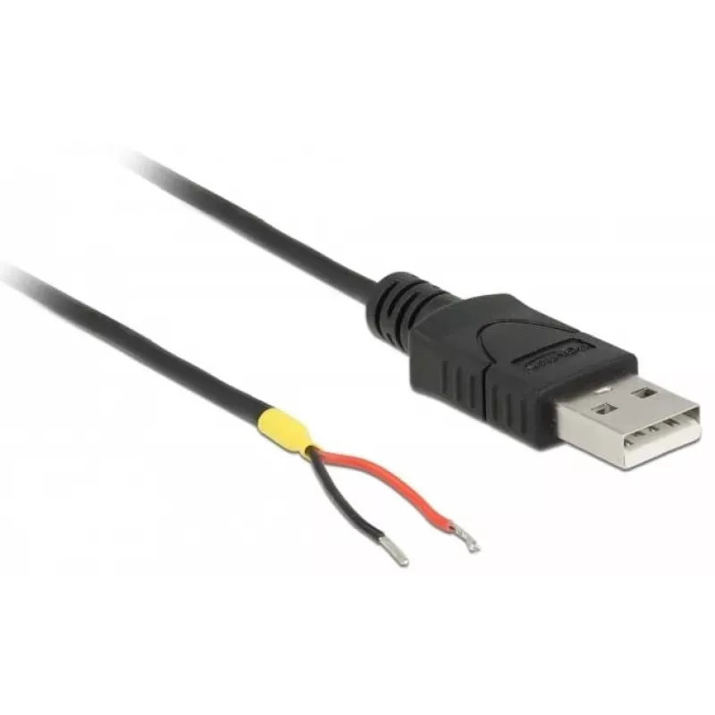 Kabel Delock USB2.0 Typ-A wtyk > 2 gołe końcówki przewodów - 1,5m - czarny (85664)