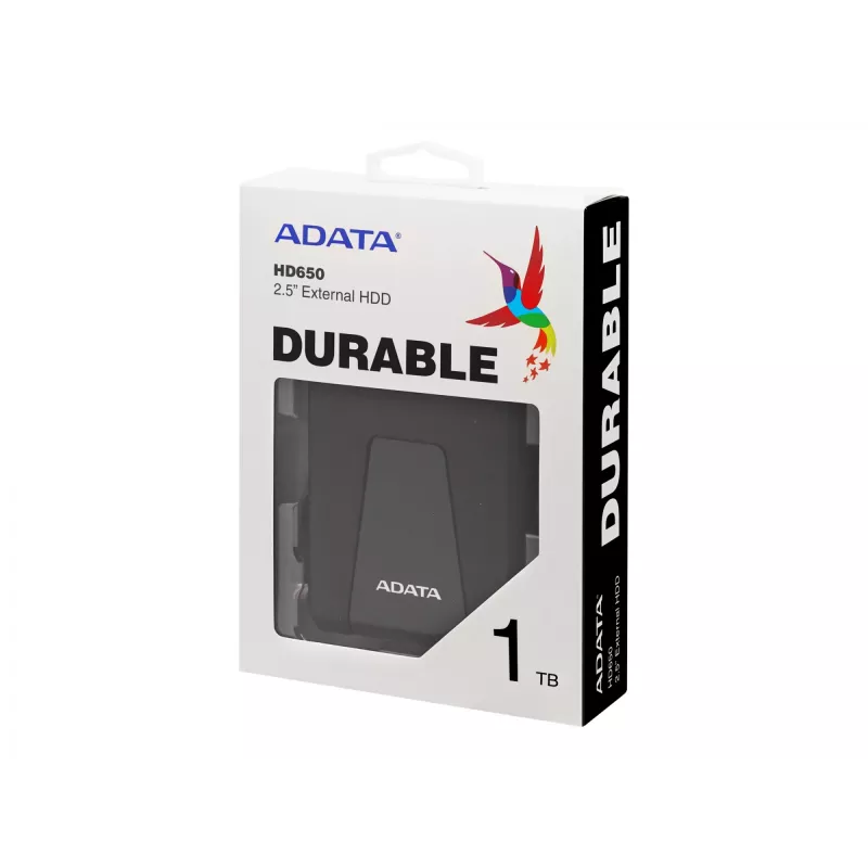 ADATA DashDrive Durable HD650 zewnętrzny dysk twardy 1 TB 2,5 cala USB 3.2 Gen 1 (3.1 Gen 1) Czarny