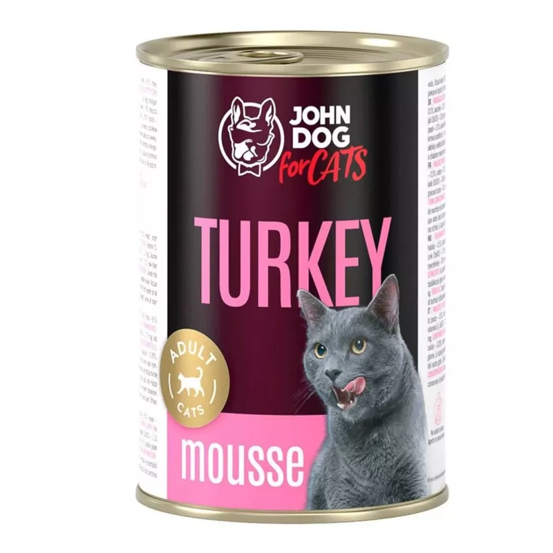 Mokra karma dla kota John Dog JD for CATS DOROSŁY INDYK MUS 400 g — pełnoporcjowa karma mokra, indyk, dorosłe, 400 g