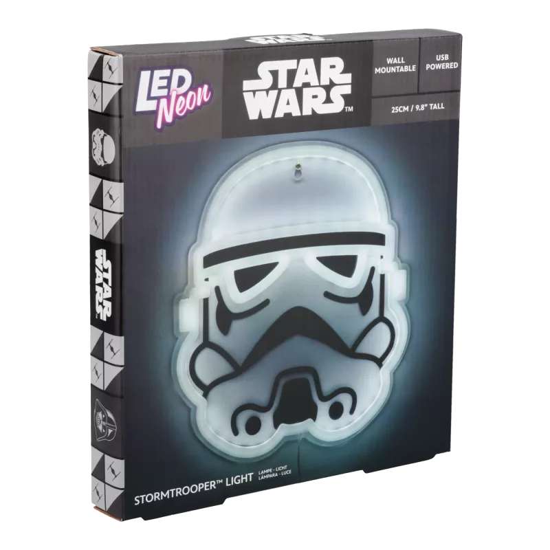 Lampa neonowa LED do montażu na ścianie Paladone Stormtrooper model PP14595SWVN, dekoracyjne oświetlenie Star Wars