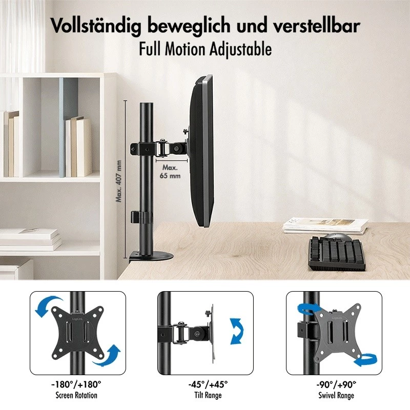 Uchwyt do monitora 17-32, maks. 9 kg, czarny