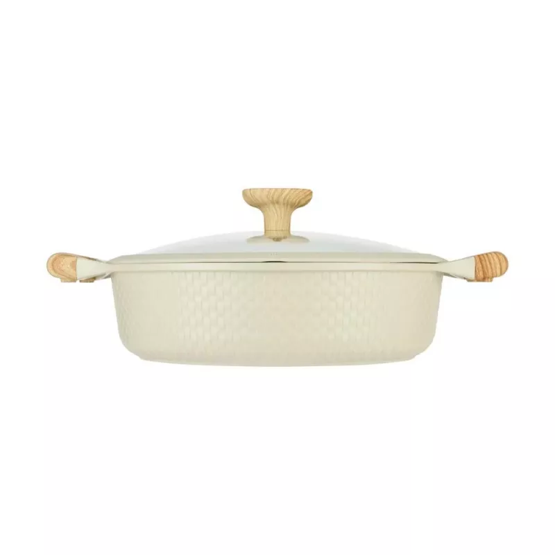 Płaski garnek D28cm 4.1L/beżowy