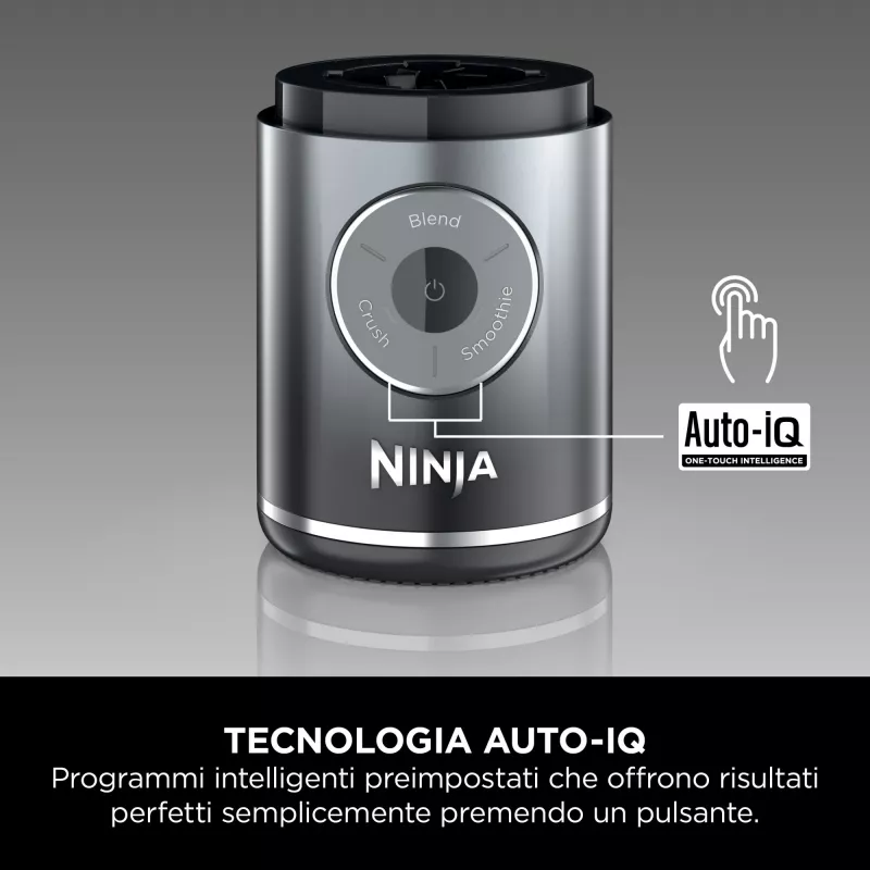Przenośny blender Ninja BC251EUGY, pojemnik 0,57 l, bateria 11,1 V, ostrza ze stali nierdzewnej, przezroczysty/szary