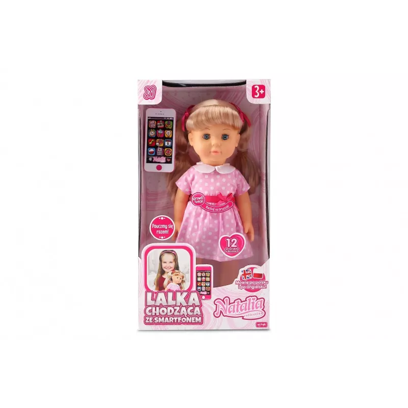Lalka Artyk Natalia chodząca ze smartfonem 41 cm – Artyk lalka chodząca 41 cm z akcesorium