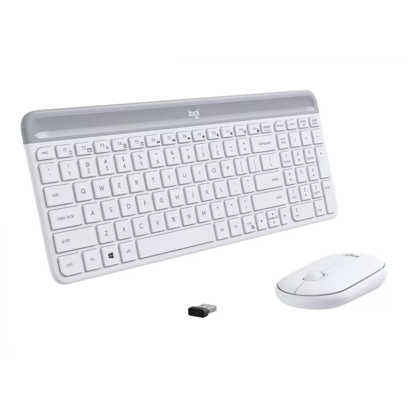 Logitech Slim Wireless Combo MK470 - Zestaw klawiatury i myszy - Bezprzewodowy - 2,4 GHz - Hiszpański - Off-White (920-009199)