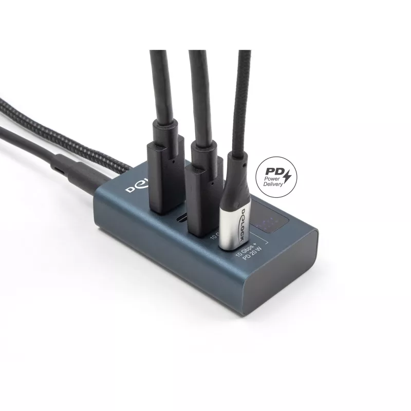 DeLOCK 64189 Hub USB Typu-C 10000 Mbit/s Niebieski Metalowy