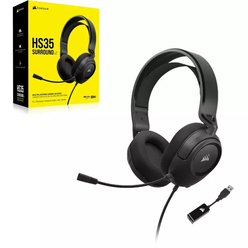 Słuchawki gamingowe CORSAIR HS35 SURROUND v2 Multiplatform Carbon
