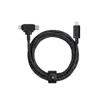 Kabel do ładowania i transmisji danych native union Belt kabel Duo Pro USB-C na USB-C i Lightning Czarny