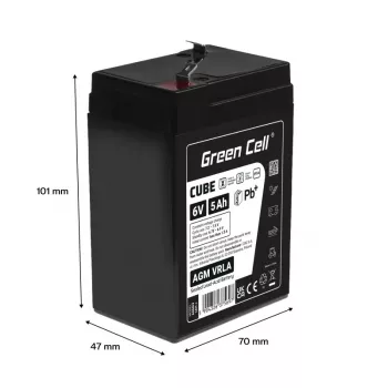 UPS battery Sealed Lead Acid zielony Cell AGM6V5AH-J 6 V 5 Ah