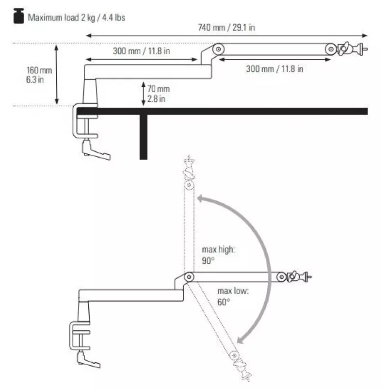 Elgato Wave Mic Arm Low Profile — regulowane ramię niskoprofilowe do mikrofonu do studia i streamingu