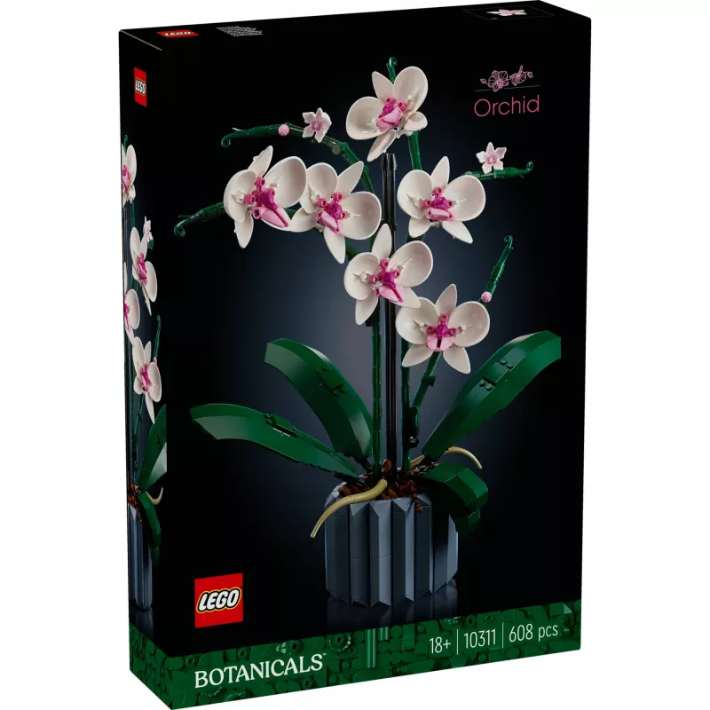 LEGO 10311 Icons Orchidea Sztuczna Roślina Zestaw do Budowania z Kwiatami Dodatek do Wystroju Wnętrz dla Dorosłych Kolekcja Botaniczna Prezent dla Żony lub Męża