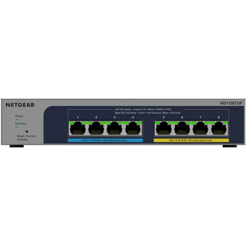 NETGEAR MS108TUP Niezarządzalny L2 2.5G Ethernet (100/1000/2500) Power over Ethernet (PoE) Szary