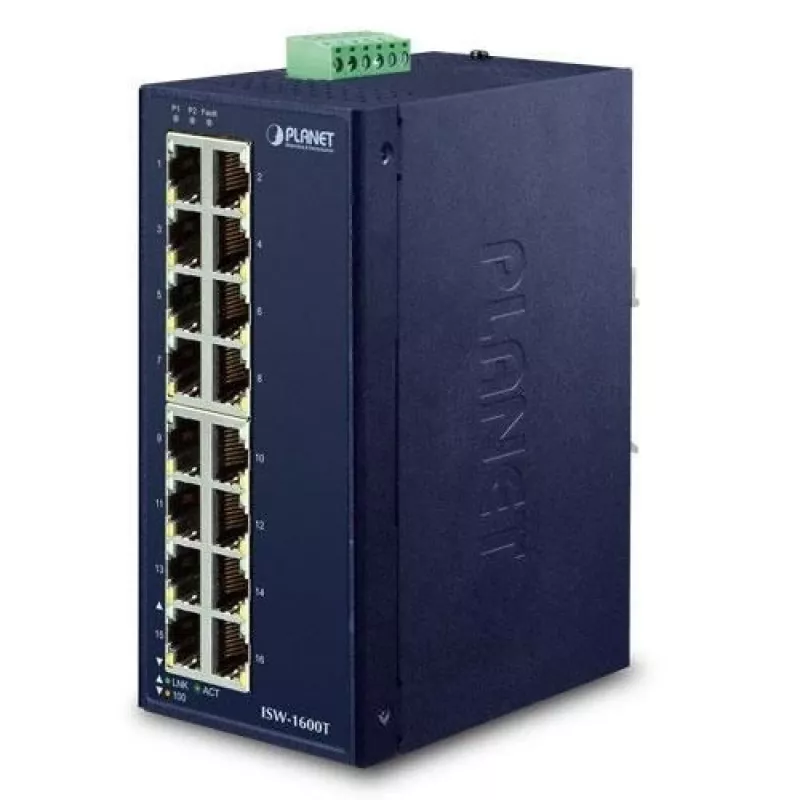 Przełącznik sieciowy PLANET ISW-1600T Niezarządzalny Fast Ethernet (10/100) Niebieski