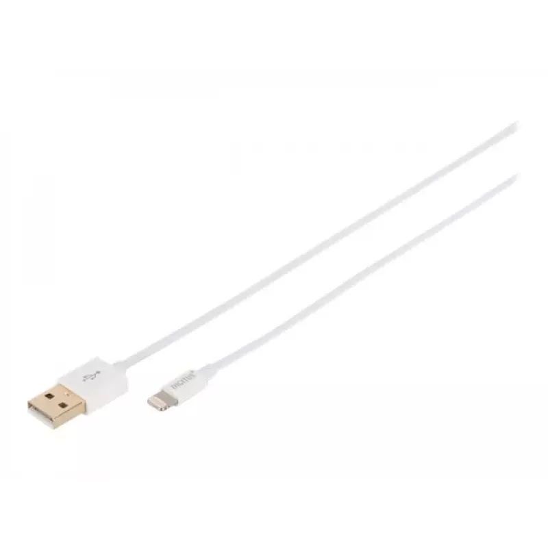 DIGITUS - Kabel Lightning - Lightning (M) do USB (M) - 1,0 m - Podwójna izolacja - Biały - Formowany - do Apple iPad/iPhone/iPod (Lightning) (DB-600106-010-W)