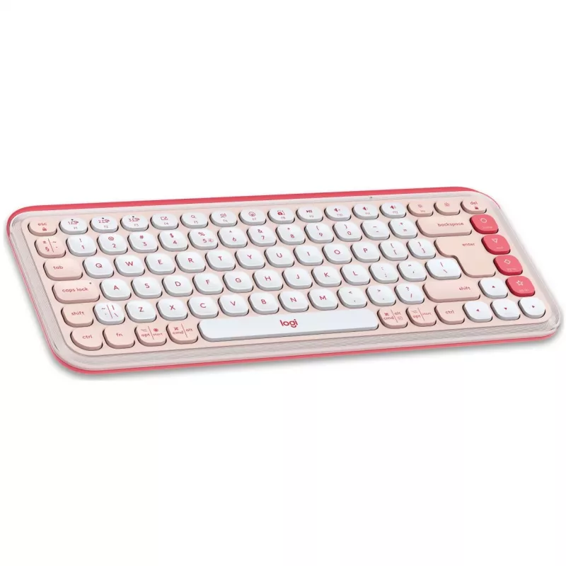Logitech POP Icon Combo - Zestaw klawiatury i myszy - Bezprzewodowy - Bluetooth LE - QWERTY - US International - różany, ecru (920-013142)