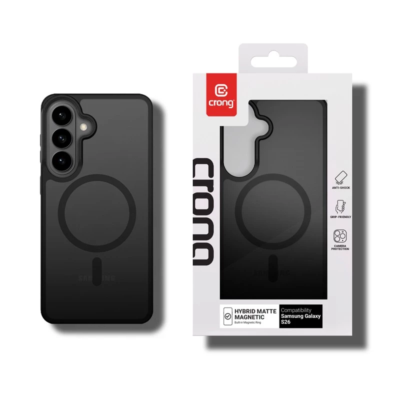 Crong Hybrid Matte Magnetic etui dla Samsung Galaxy S26 — TPU i PC, czarny