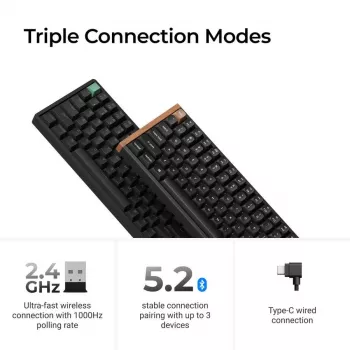 Mechaniczna klawiatura Keychron K4 HE z przełącznikami Gateron Double‑Rail Magnetic Nebula, bezprzewodowa, czarna, układ US
