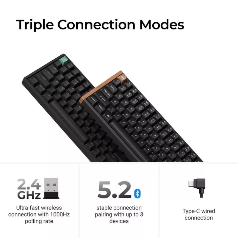 Mechaniczna klawiatura Keychron K4 HE z przełącznikami Gateron Double‑Rail Magnetic Nebula, bezprzewodowa, czarna, układ US