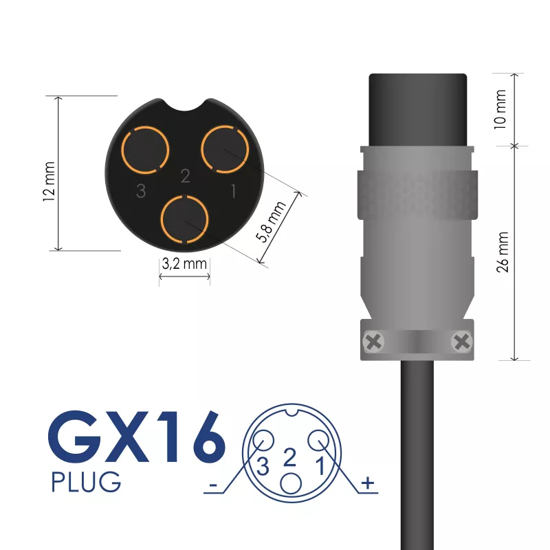 Ładowarka do roweru elektrycznego Akyga AK-EV-05 do akumulatorów 48 V, 54,6 V / 2 A, 110 W, gniazdo GX16 12 mm, 1 m