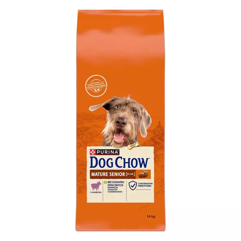 Sucha karma dla psa Purina Nestlé Dog Chow Mature Senior z jagnięciną, 14 kg, 24% białka, 10% tłuszczu