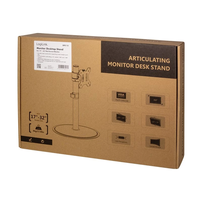 Uchwyt do monitora LogiLink BP0110 81,3 cm (32 cale) Biurkowy Czarny