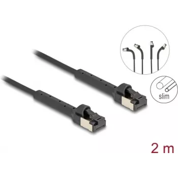 Kabel sieciowy DeLOCK RJ45 cienki Cat.6A U/FTP 2m czarny