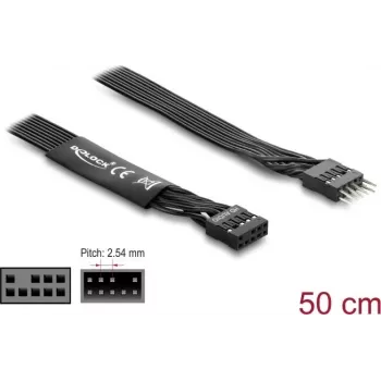 Kabel równoległy DELOCK 86055, 1 x 9-pin do 1 x 9-pin, czarny, 0,5 m