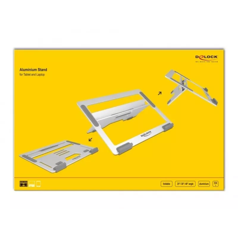 Podstawka pod laptop DeLOCK 18415 aluminiowa przenośna konstrukcja podróżna