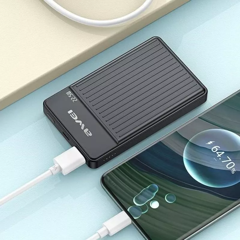 Awei PowerBank MagSafe P33K 10000mAh 22.5W Czarny/Czarny (10000mAh, 22W, 15Wh), Powerbank, Czarny