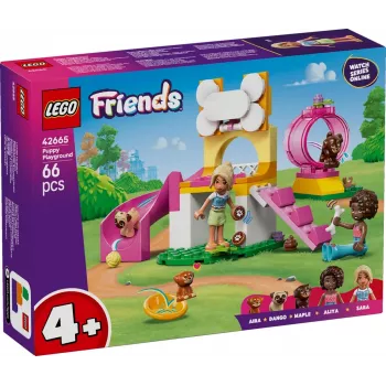 Zestaw konstrukcyjny LEGO Friends Plac zabaw dla szczeniąt 42665, 66 elementów, 2 minifigurki, wiek 4+