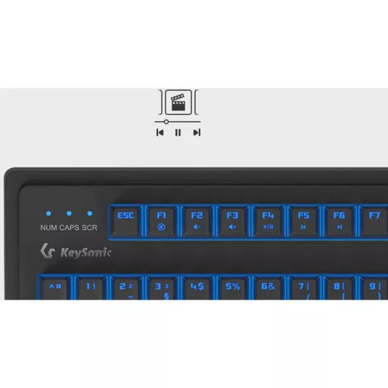 Przewodowa mechaniczna klawiatura pełnowymiarowa KeySonic KSK-8202ELU-T (DE) — USB, układ niemiecki, czarna