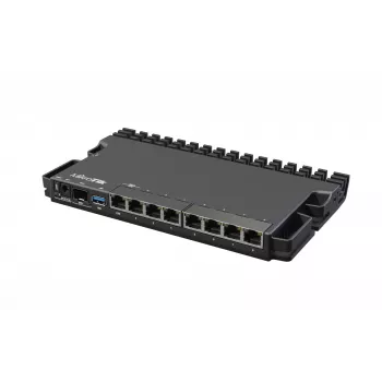 Router przewodowy MikroTik RB5009UG+S+IN — 1x RJ-45, 7x Gigabit miedź, 1x SFP+, PoE, DC, interfejs 2.5GbE, czarny