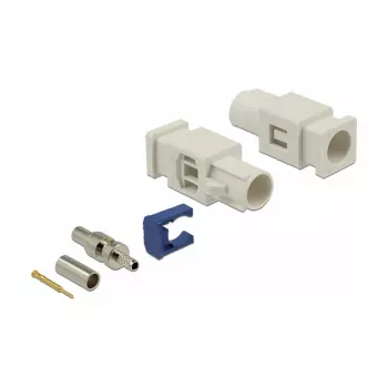 Złącze koncentryczne DELOCK 89756 — FAKRA B męskie, pozłacane styki, 9.4×25.6×7.4 mm